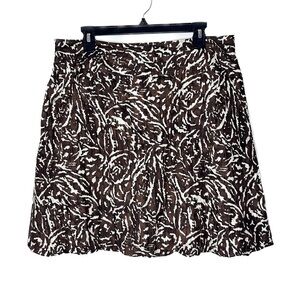 Banana Republic Silk Balloon Hem Crinkle Mini Skirt Lined Pocket Brown Size 12
